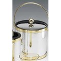 Sharptools Mylar Brushed Chrome and Brass 3 Quart Ice Bucket with Bale Handle  Bands and Metal Cover SH342149